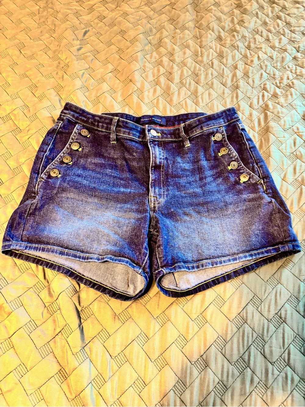 Tommy Hilfiger Denim Button-Accent Shorts - Size 12